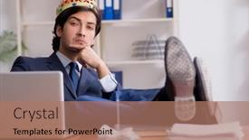  Presentation with office king - Slides consisting of young-king-businessman-working background and a coral colored foreground