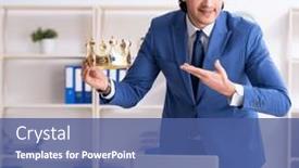  Presentation with office king - Slides with young-king-businessman-working background and a  colored foreground