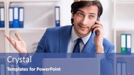  Presentation with office king - Presentation featuring young-king-businessman-working background and a ocean colored foreground