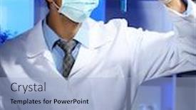  Presentation with veterinary laboratory - PPT theme enhanced with young-laboratory-scientist-working background and a light blue colored foreground