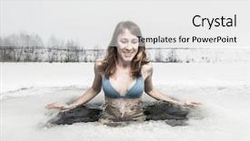  Presentation with ice - Slides having young lady bathing background and a light gray colored foreground