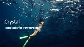 Presentation with free school - Theme having young lady diving background and a ocean colored foreground