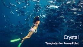  Presentation with free school - Cool new theme with young lady diving backdrop and a navy blue colored foreground