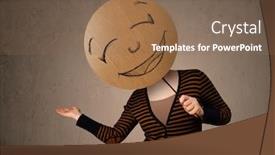  Presentation with cardboard - Slide set with cardboard smiley face emoticon background and a violet colored foreground