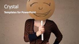  Presentation with lady - Presentation theme enhanced with holding a cardboard smiley face background and a coral colored foreground