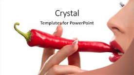  Presentation with red chilli - Presentation theme featuring young lady holding red hot background and a white colored foreground