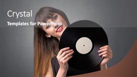  Presentation with vinyl record - Slide set enhanced with young-lady-holding-vinyl-record background and a gray colored foreground