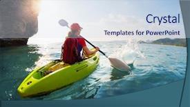 Presentation with kayak - Audience pleasing slides consisting of young lady paddling the kayak backdrop and a sky blue colored foreground