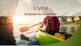  Presentation with kayak - Presentation design having young lady paddling the kayak background and a lemonade colored foreground
