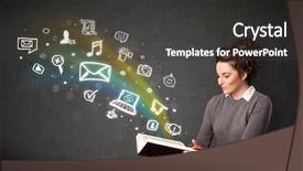  Presentation with kids reading book - Presentation theme consisting of young lady reading a book background and a dark gray colored foreground