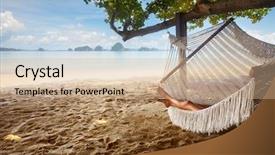  Presentation with beach wedding heart on sand - Theme featuring young lady relaxing in hammock background and a coral colored foreground