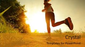  Presentation with rural road - Amazing slides having young lady running backdrop and a gold colored foreground