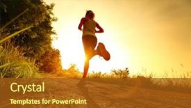 Presentation with rural road - PPT theme having young lady running background and a tawny brown colored foreground