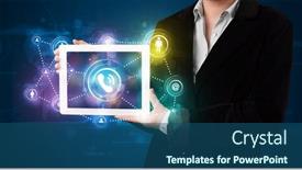  Presentation with networking - Amazing PPT theme having sociology - young lady showing social networking backdrop and a ocean colored foreground