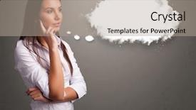  Presentation with cloud - PPT layouts having young lady thinking about cloud background and a mint green colored foreground