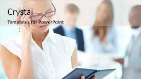  Presentation with lady - Amazing presentation theme having young lady trying to recall backdrop and a lemonade colored foreground