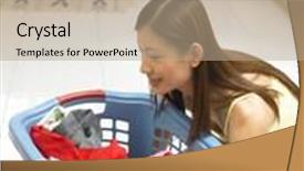  Presentation with laundry - Colorful slides enhanced with young lady with her laundry backdrop and a coral colored foreground