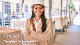  Presentation with architect - Presentation theme enhanced with young-latin-architect-girl-smiling background and a coral colored foreground