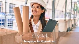  Presentation with architect - Audience pleasing PPT theme consisting of young-latin-architect-girl-smiling backdrop and a coral colored foreground