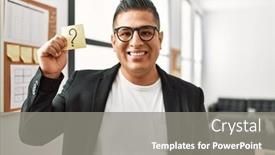  Presentation with college education happy smiling - Presentation theme consisting of young-latin-businessman-smiling-happy background and a gray colored foreground