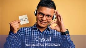  Presentation with overworked - Amazing theme having young-latin-call-center-agent backdrop and a ocean colored foreground