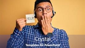  Presentation with secret agent - Cool new presentation with young-latin-call-center-agent backdrop and a ocean colored foreground