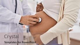  Presentation with baby doctor - PPT layouts enhanced with young-latin-couple-doctor background and a coral colored foreground