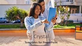  Presentation with baby - PPT theme with young-latin-couple-expecting-baby background and a coral colored foreground