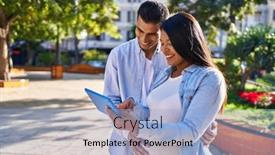  Presentation with baby - Slides featuring young-latin-couple-expecting-baby background and a light blue colored foreground