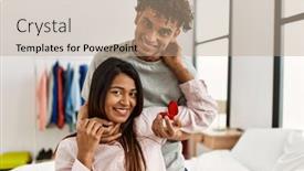  Presentation with marriage - Slide set featuring young-latin-couple-on-marriage background and a coral colored foreground