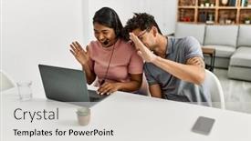  Presentation with young happy couple - Slide deck featuring young-latin-couple-smiling-happy background and a  colored foreground