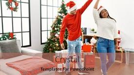  Presentation with young happy couple - PPT layouts with young-latin-couple-smiling-happy background and a coral colored foreground