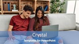  Presentation with young happy couple - PPT layouts having young-latin-couple-smiling-happy background and a teal colored foreground