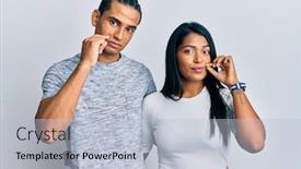  Presentation with lips mouth - Presentation design consisting of young-latin-couple-wearing-casual background and a light blue colored foreground