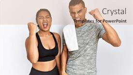  Presentation with sportswear - PPT theme featuring young-latin-couple-wearing-sportswear background and a  colored foreground