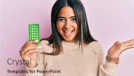  Presentation with achievement - Cool new PPT theme with young-latin-girl-holding-birth backdrop and a lemonade colored foreground