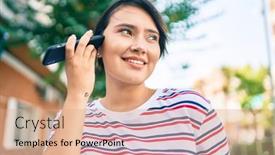  Presentation with happy young student girl holding - Theme having young-latin-girl-smiling-happy background and a coral colored foreground