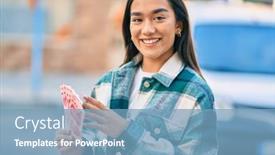  Presentation with counting - Slides with young-latin-girl-smiling-happy background and a teal colored foreground