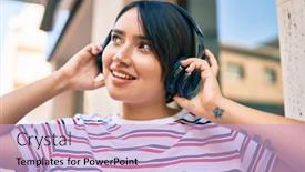  Presentation with latin music - Beautiful slide deck featuring young-latin-girl-smiling-happy backdrop and a lavender colored foreground