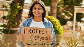  Presentation with city - Slide deck enhanced with young-latin-girl-smiling-happy background and a coral colored foreground