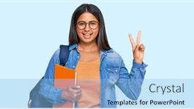  Presentation with student - PPT layouts with young-latin-girl-wearing-student background and a light blue colored foreground