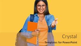  Presentation with student - Beautiful theme featuring young-latin-girl-wearing-student backdrop and a yellow colored foreground