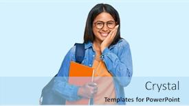  Presentation with holding hands - Amazing PPT theme having young-latin-girl-wearing-student backdrop and a light blue colored foreground