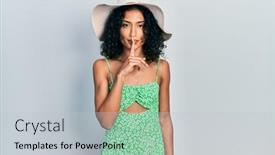  Presentation with summer - Presentation theme with young-latin-girl-wearing-summer and a light gray colored foreground