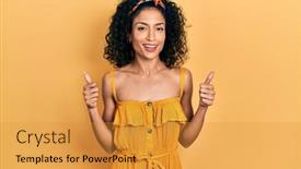  Presentation with summer - Slide set with young-latin-girl-wearing-summer background and a gold colored foreground