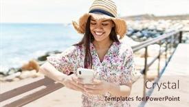  Presentation with summer - Presentation theme enhanced with young-latin-girl-wearing-summer background and a soft green colored foreground