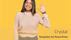  Presentation with wool - Amazing slide deck having young-latin-girl-wearing-wool backdrop and a yellow colored foreground