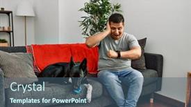  Presentation with dog - Theme consisting of young-latin-man-and-dog background and a ocean colored foreground