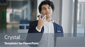  Presentation with worker - Presentation design having young-latin-man-business-worker background and a gray colored foreground