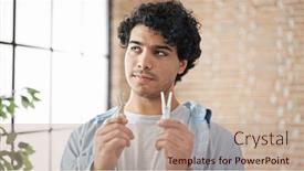  Presentation with latin americacinema - Slide set having young-latin-man-choosing-wooden background and a coral colored foreground